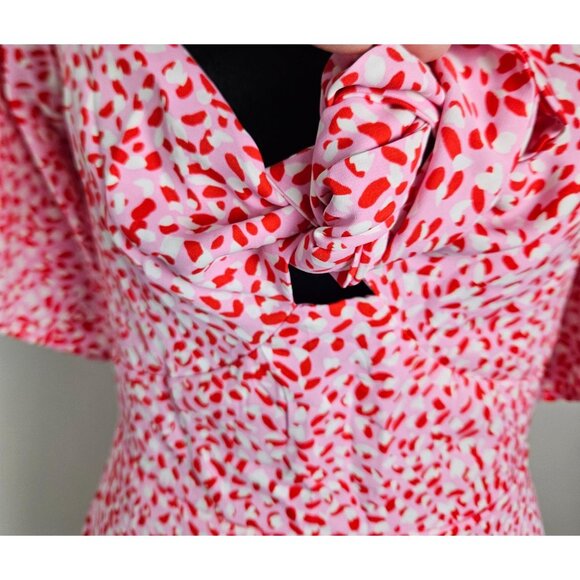 Womens Size S Floral Print Flutter Sleeve Mini Dress Tie Front Cut Out Casual - Picture 9 of 13